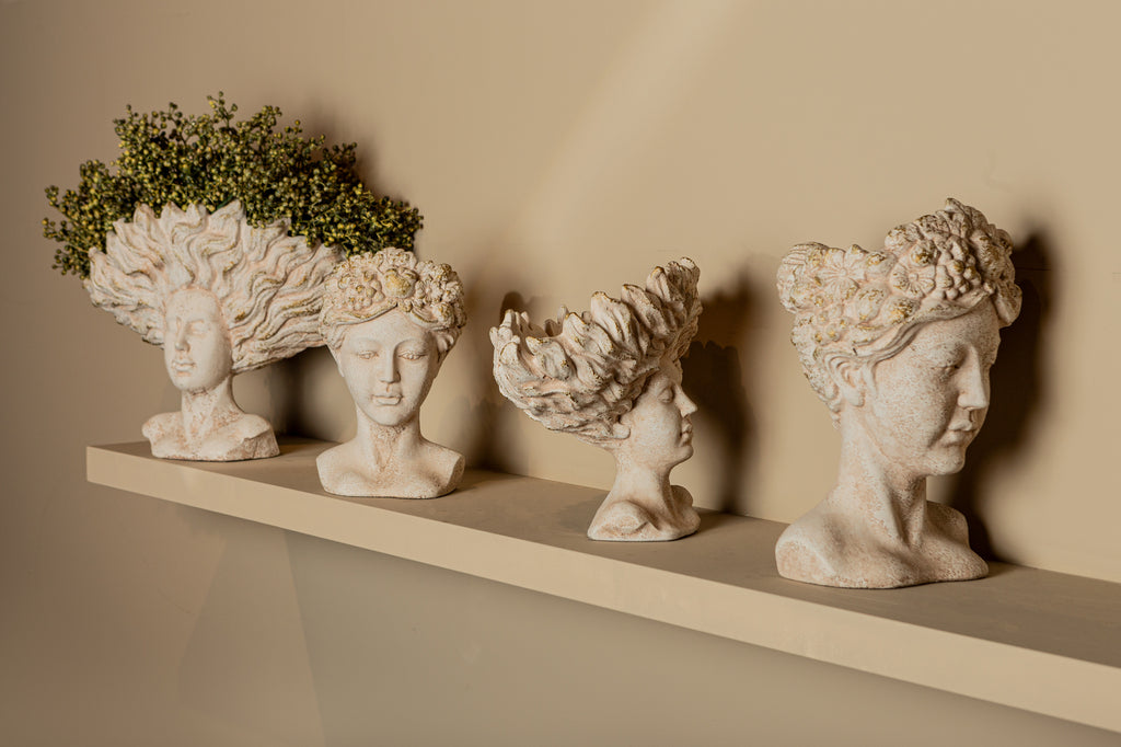 Sherlene Cream cement face shaped statue high