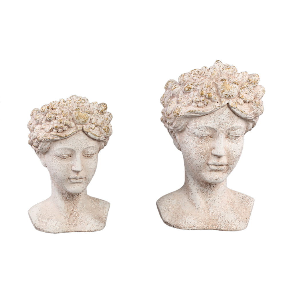 Sherlene Cream cement face shaped statue high