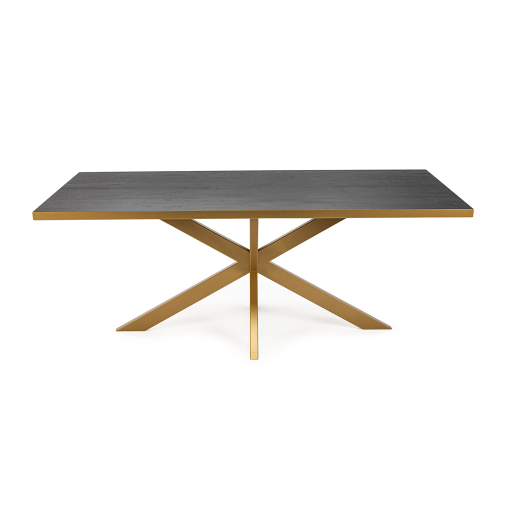 Stalux Eettafel 'Gijs' 180 x 100cm, kleur goud / zwart eiken