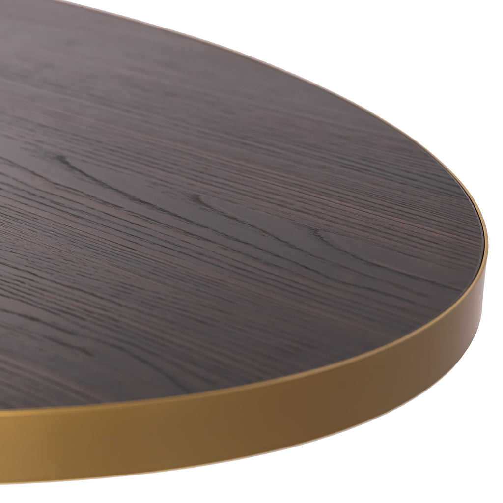 Ovale eettafel 'Mees' 210 x 100cm, kleur goud / bruin hout