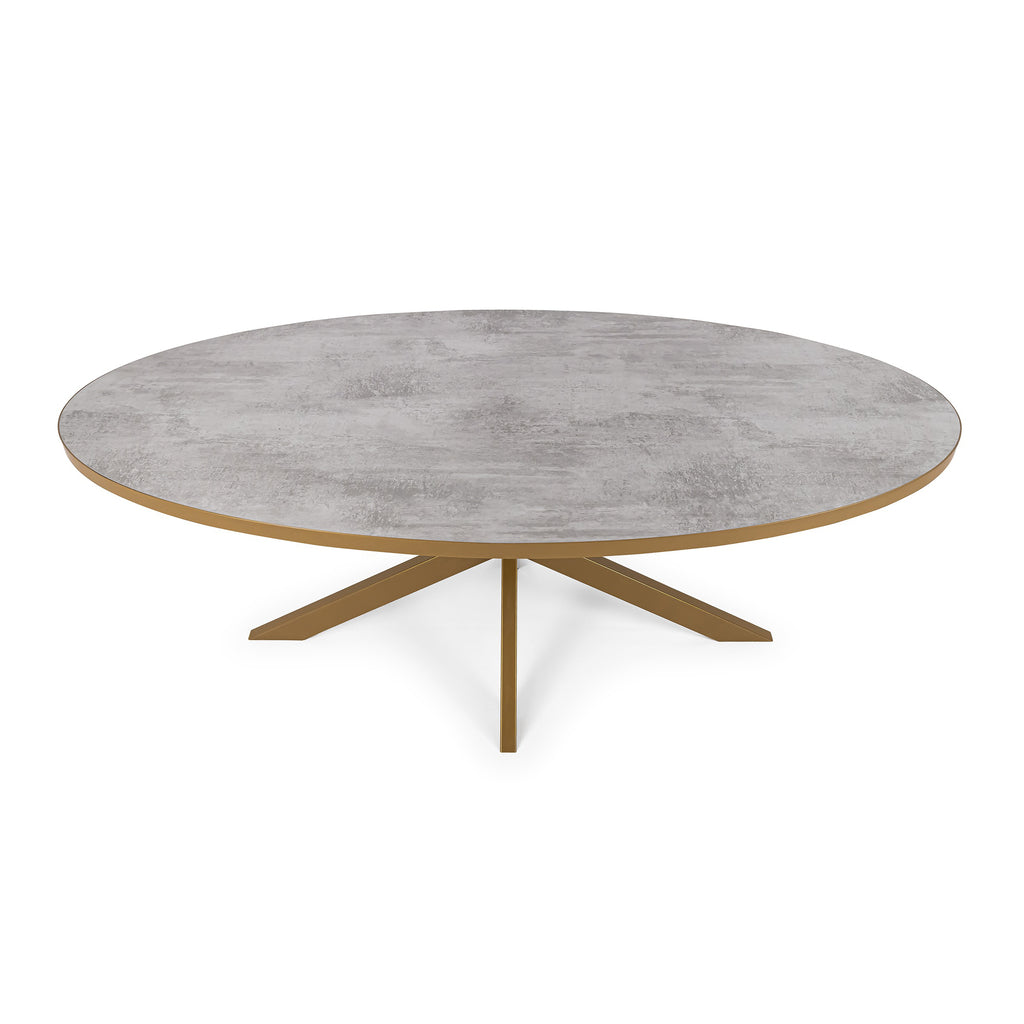 Ovale eettafel 'Mees' 240 x 110cm, kleur goud / beton