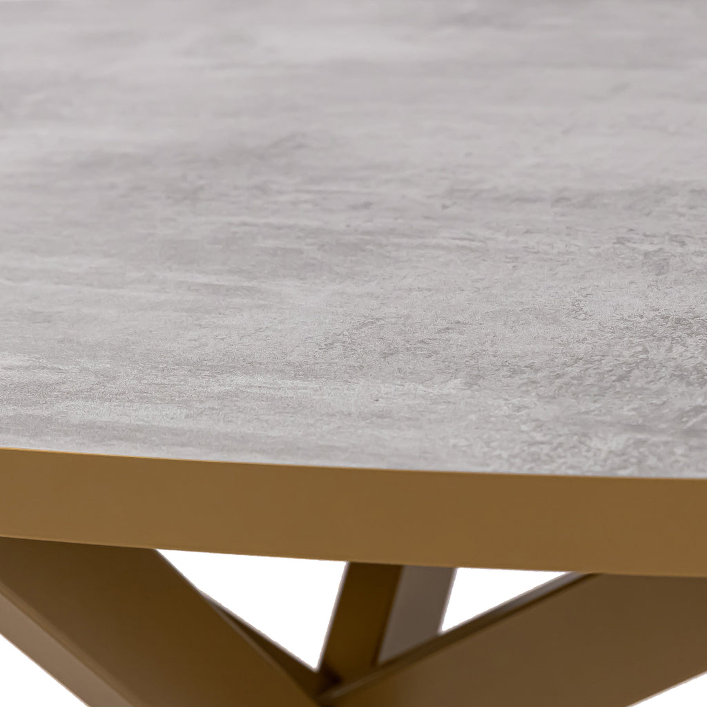 Ovale eettafel 'Mees' 240 x 110cm, kleur goud / beton