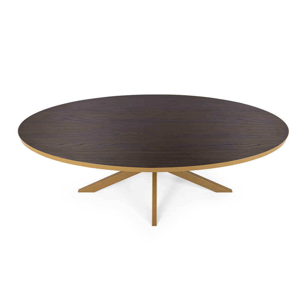 Ovale eettafel 'Mees' 240 x 110cm, kleur goud / bruin hout