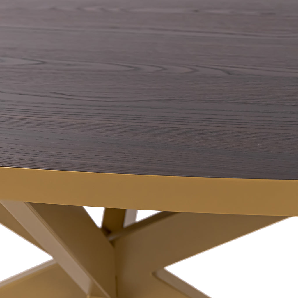 Ovale eettafel 'Mees' 240 x 110cm, kleur goud / bruin hout