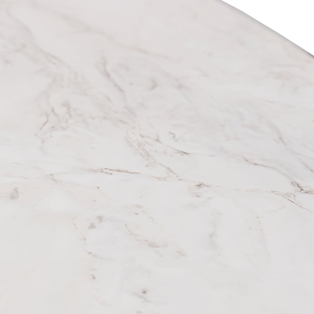 Ovale eettafel 'Mees' 240 x 110cm, kleur zwart / wit marmer