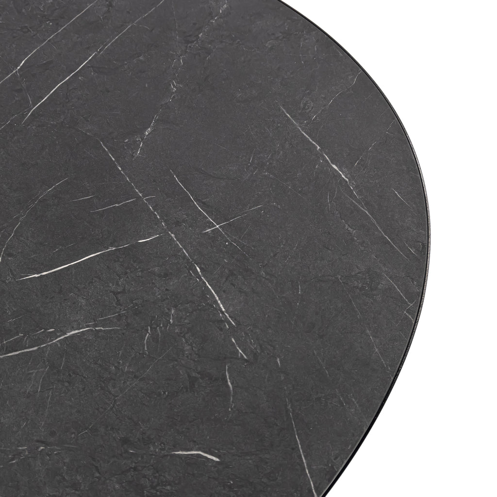 Ovale eettafel 'Mees' 240 x 110cm, kleur zwart / zwart marmer