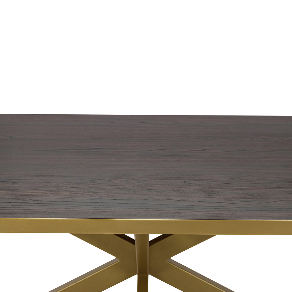 Plat ovale eettafel 'Noud' 180 x 100, kleur goud / bruin hout