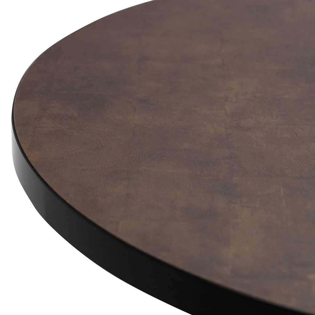 Plat ovale eettafel 'Noud' 180 x 100, kleur zwart / lederlook bruin