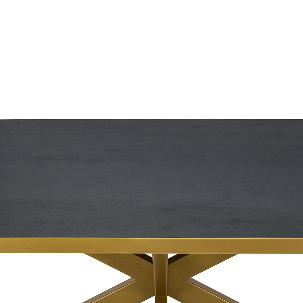 Plat ovale eettafel 'Noud' 210 x 100, kleur goud / zwart eiken
