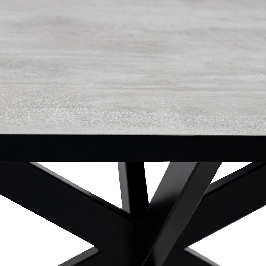 Plat ovale eettafel 'Noud' 210 x 100, kleur zwart / beton