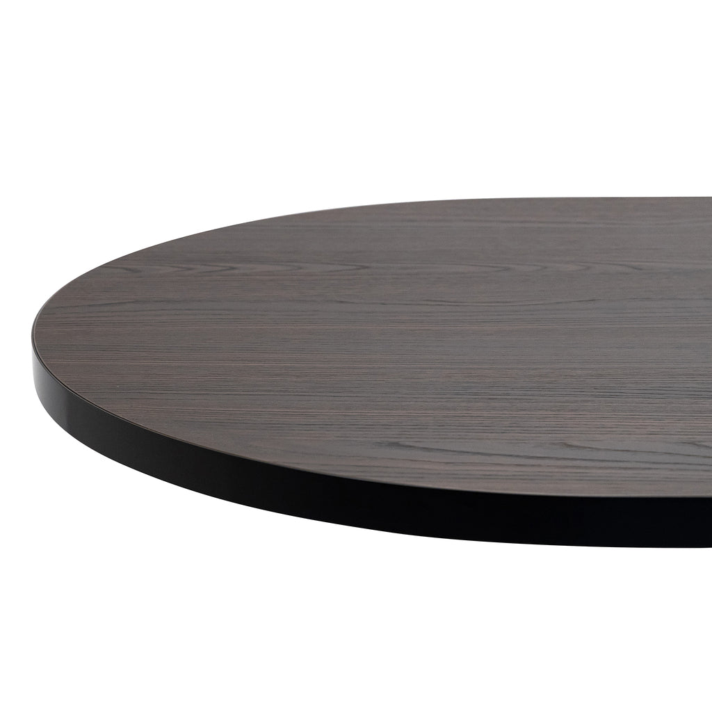 Plat ovale eettafel 'Noud' 210 x 100, kleur zwart / bruin hout