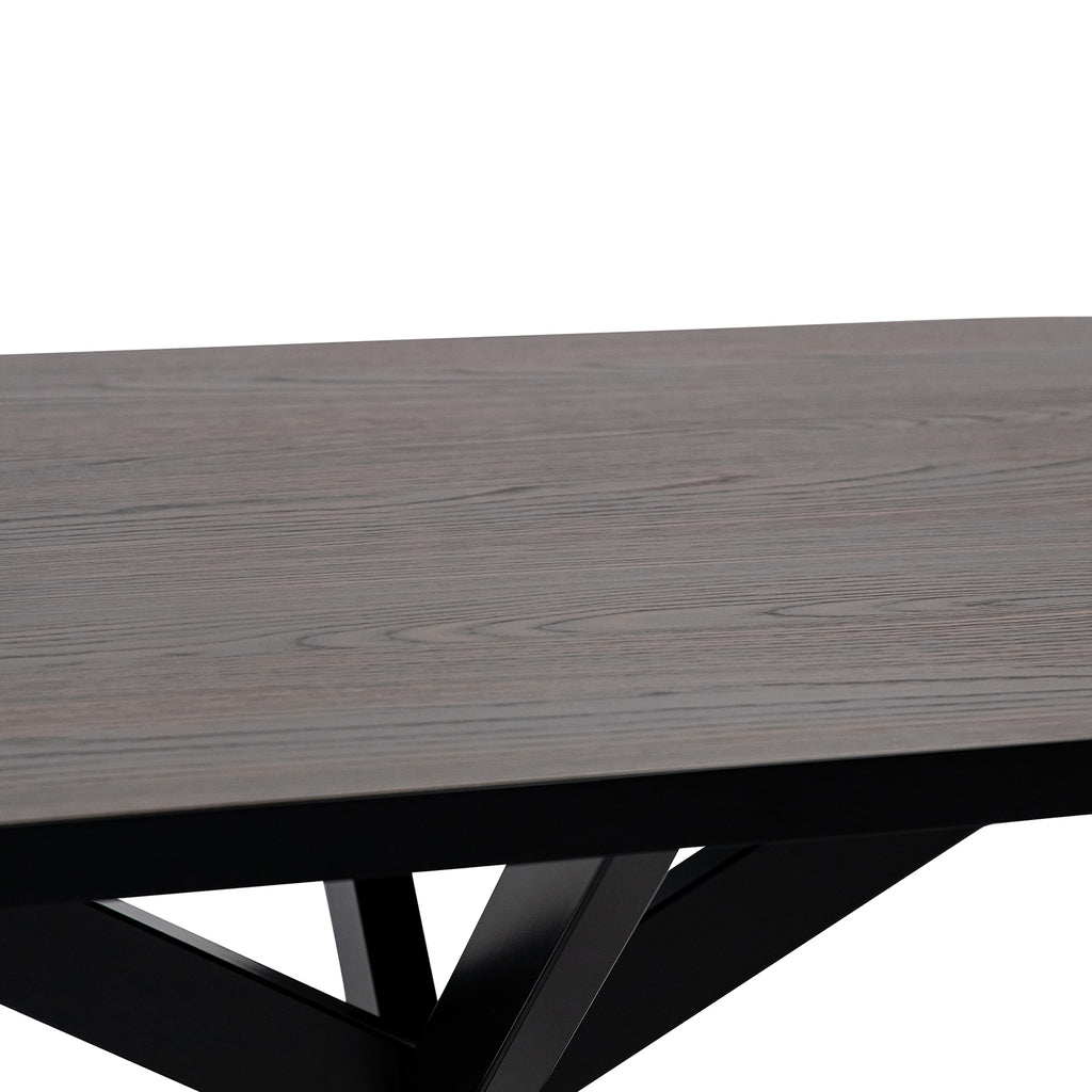 Plat ovale eettafel 'Noud' 210 x 100, kleur zwart / bruin hout