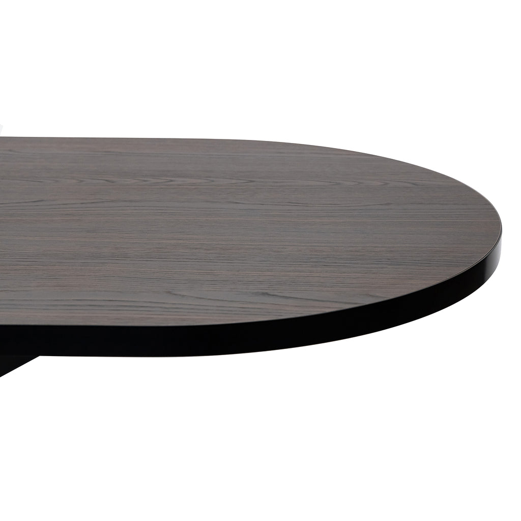 Plat ovale eettafel 'Noud' 210 x 100, kleur zwart / bruin hout