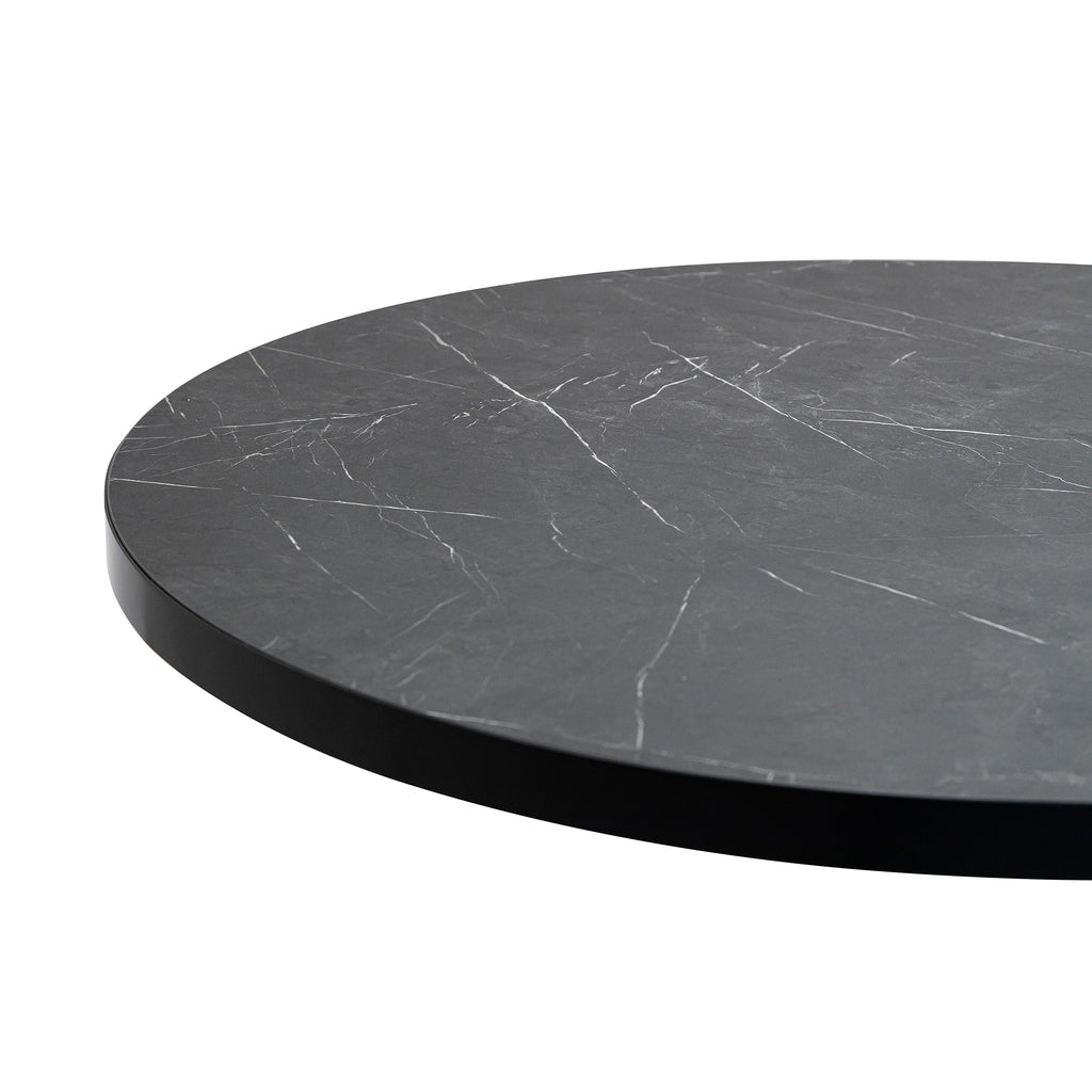 Plat ovale eettafel 'Noud' 210 x 100, kleur zwart / zwart marmer