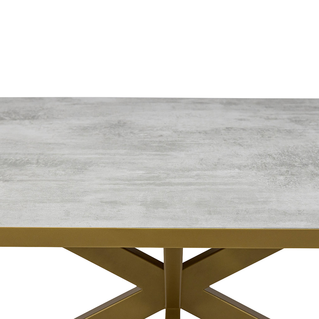 Plat ovale eettafel 'Noud' 240 x 100, kleur goud / beton