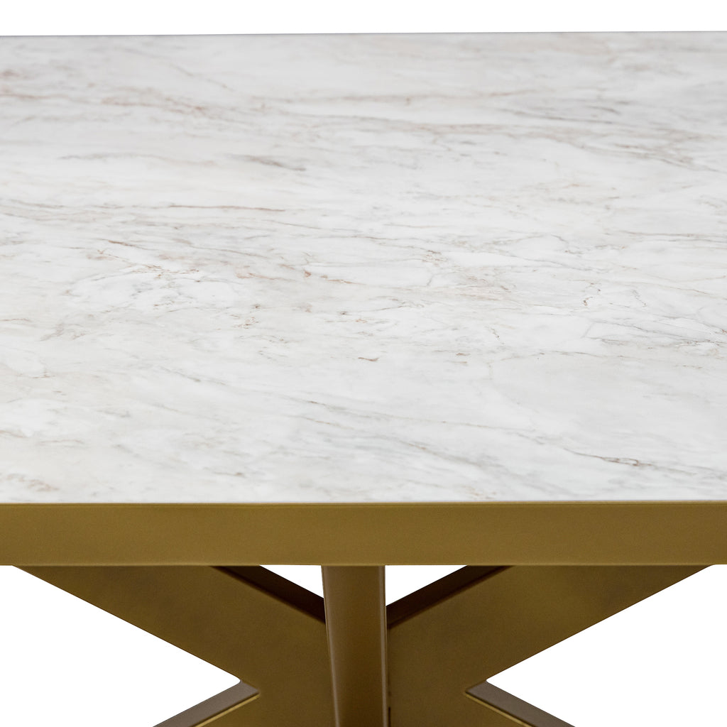 Plat ovale eettafel 'Noud' 240 x 100, kleur goud / wit marmer