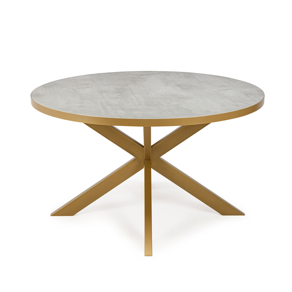 Ronde eettafel 'Daan' 120cm, kleur goud / beton
