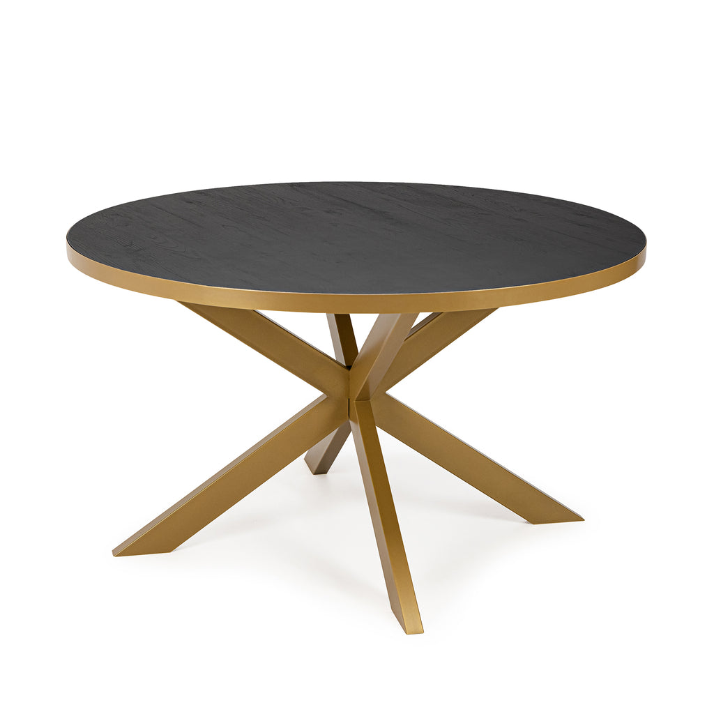 Ronde eettafel 'Daan' 120cm, kleur goud / zwart eiken