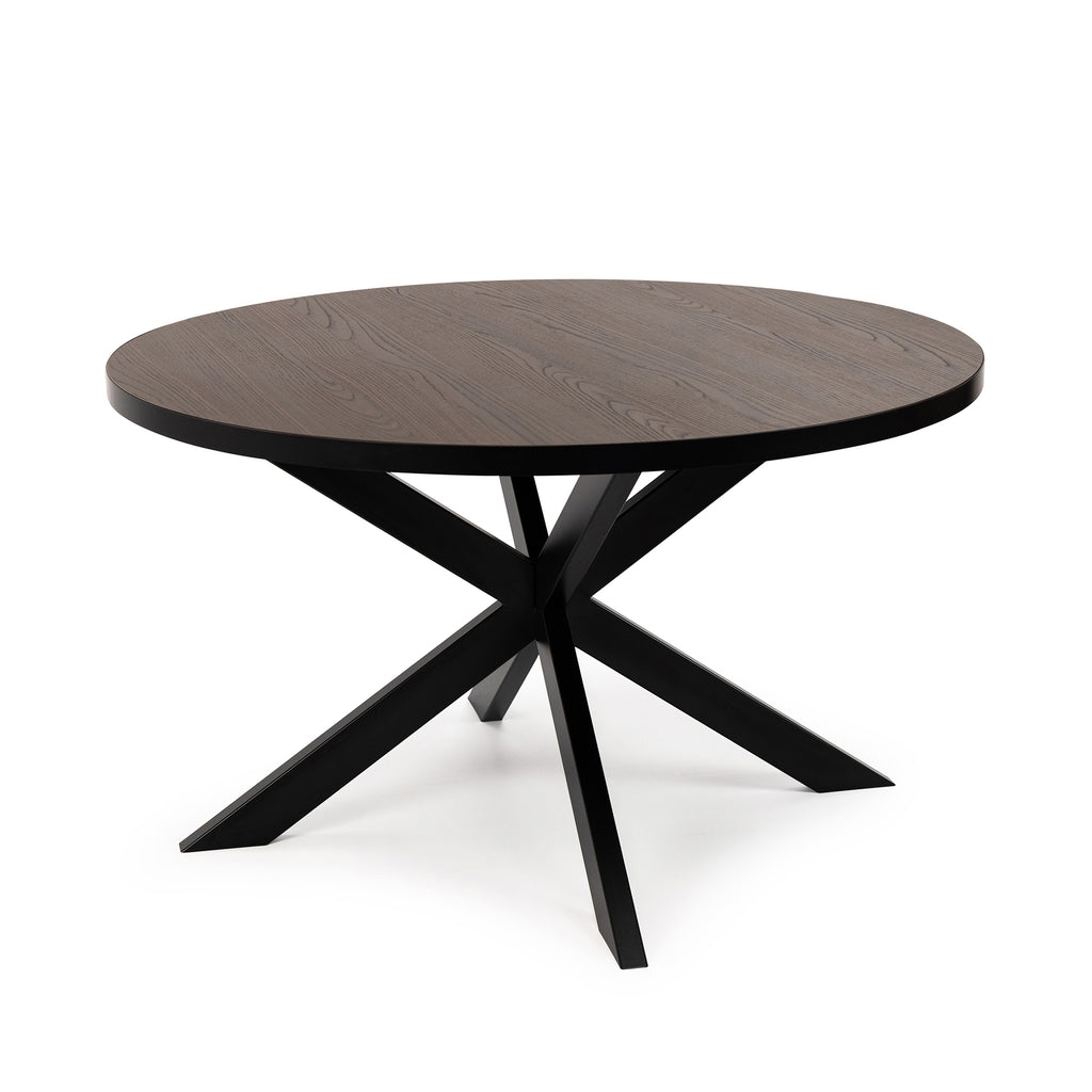 Ronde eettafel 'Daan' 120cm, kleur zwart / bruin hout