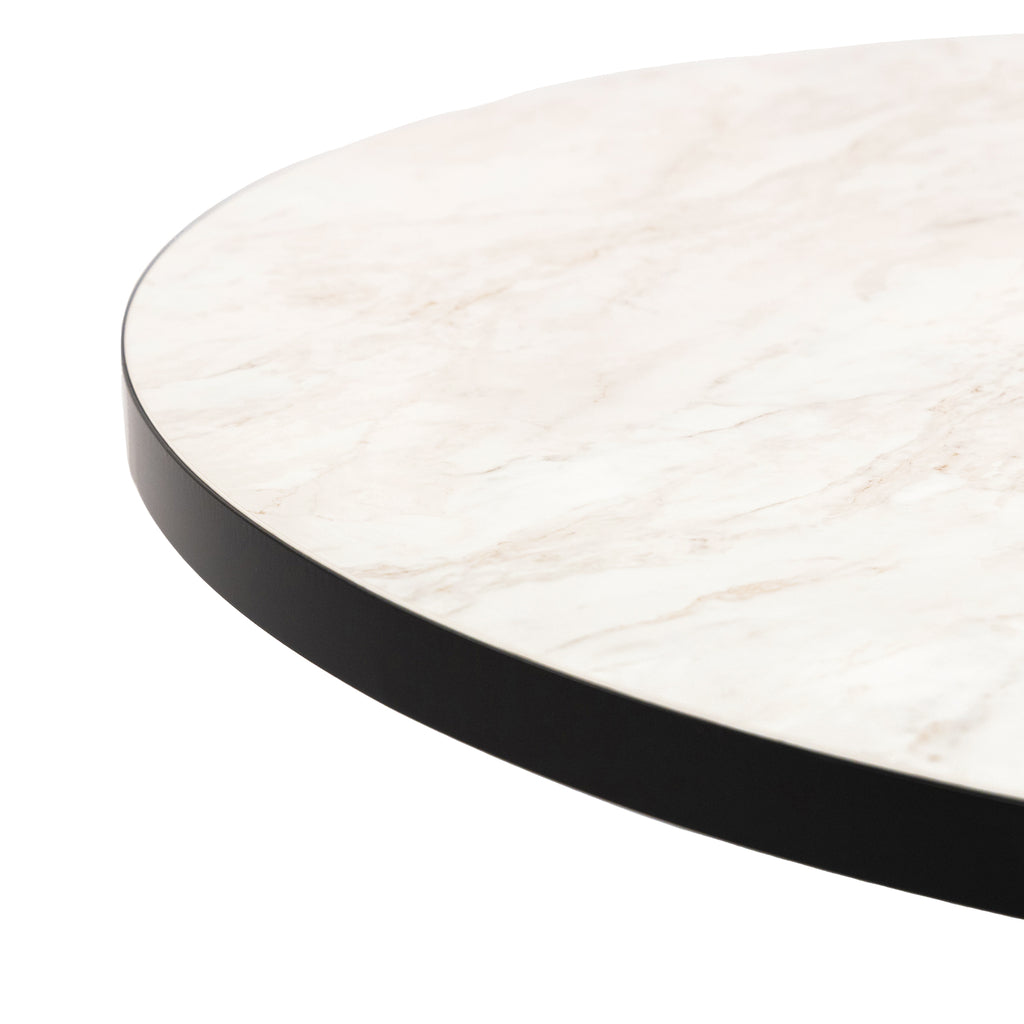 Ronde eettafel 'Daan' 120cm, kleur zwart / wit marmer