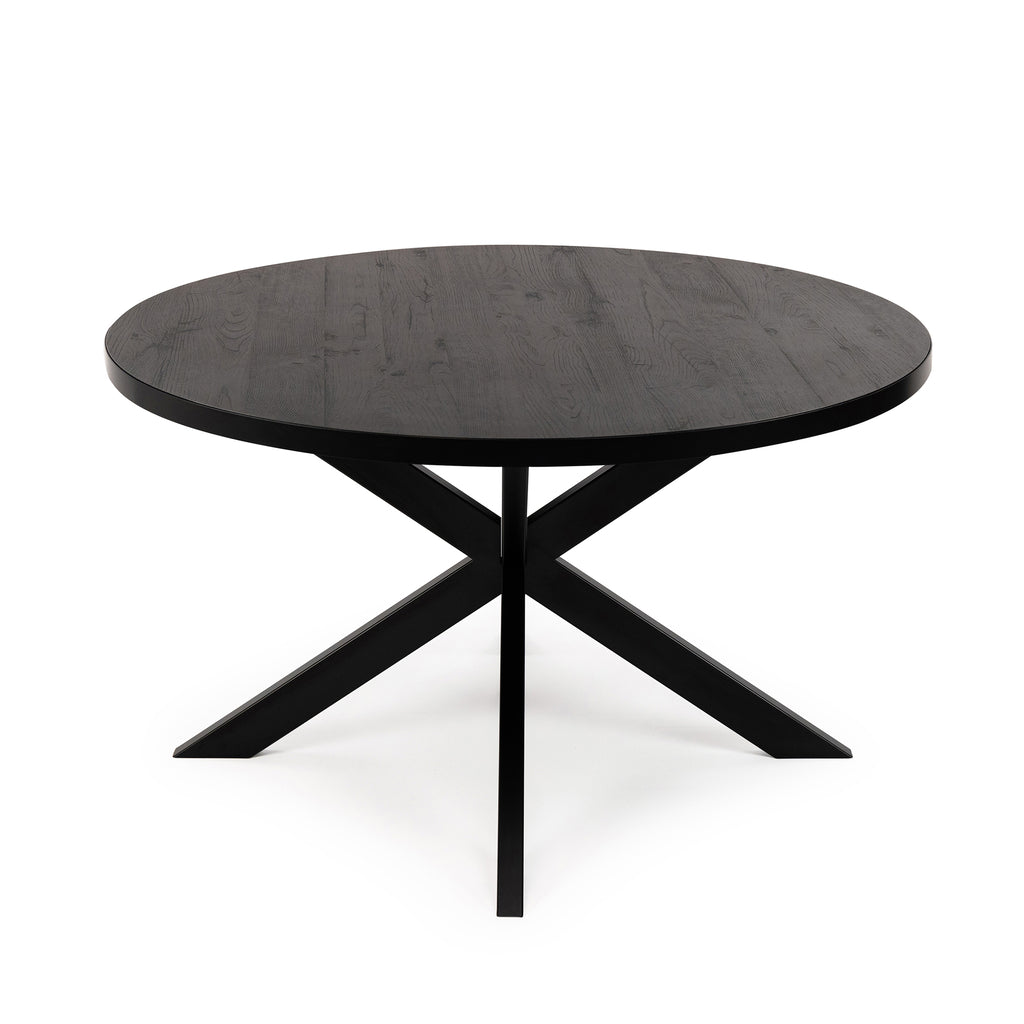 Ronde eettafel 'Daan' 120cm, kleur zwart / zwart eiken