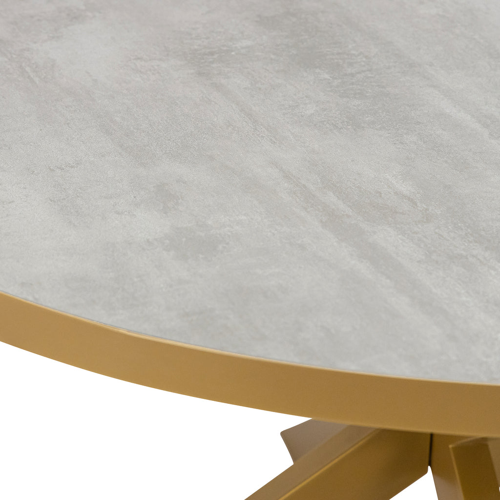 Ronde eettafel 'Daan' 135cm, kleur goud / beton