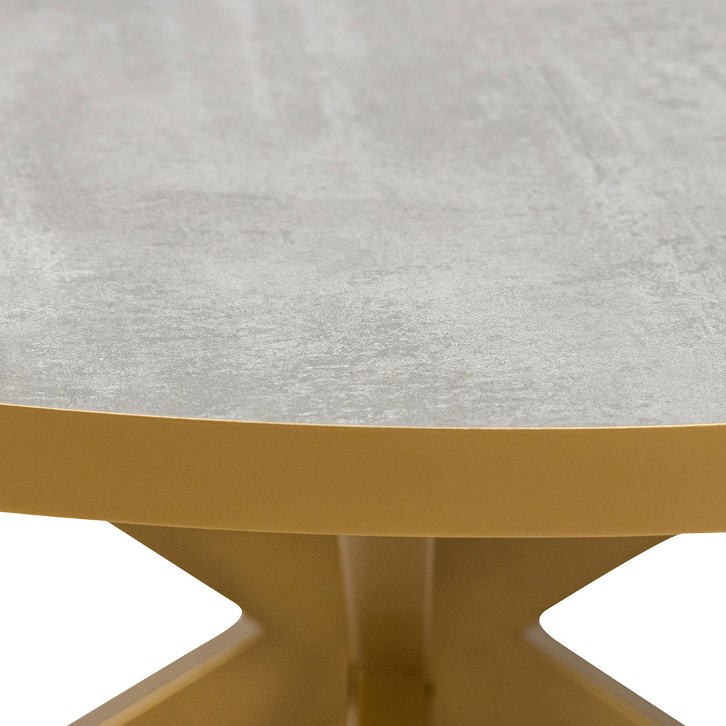 Ronde eettafel 'Daan' 135cm, kleur goud / beton