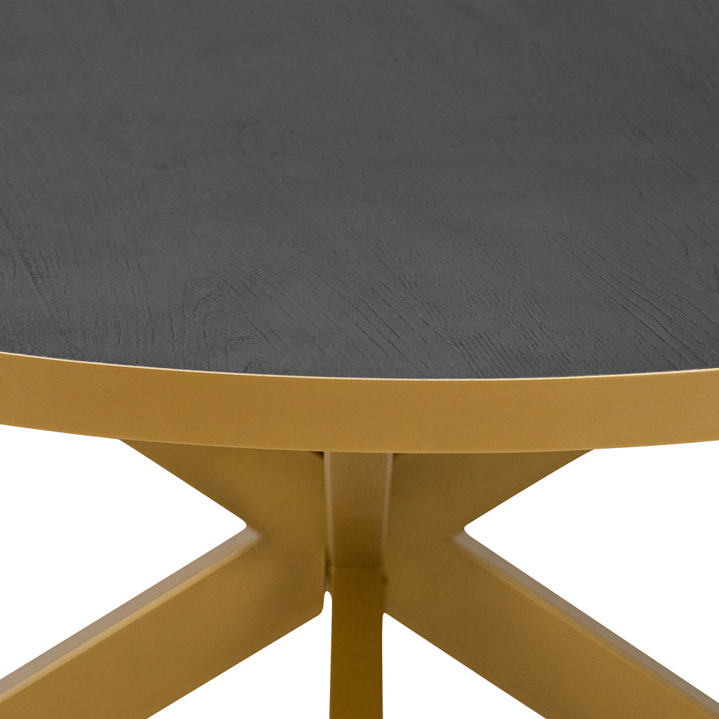 Ronde eettafel 'Daan' 135cm, kleur goud / zwart eiken