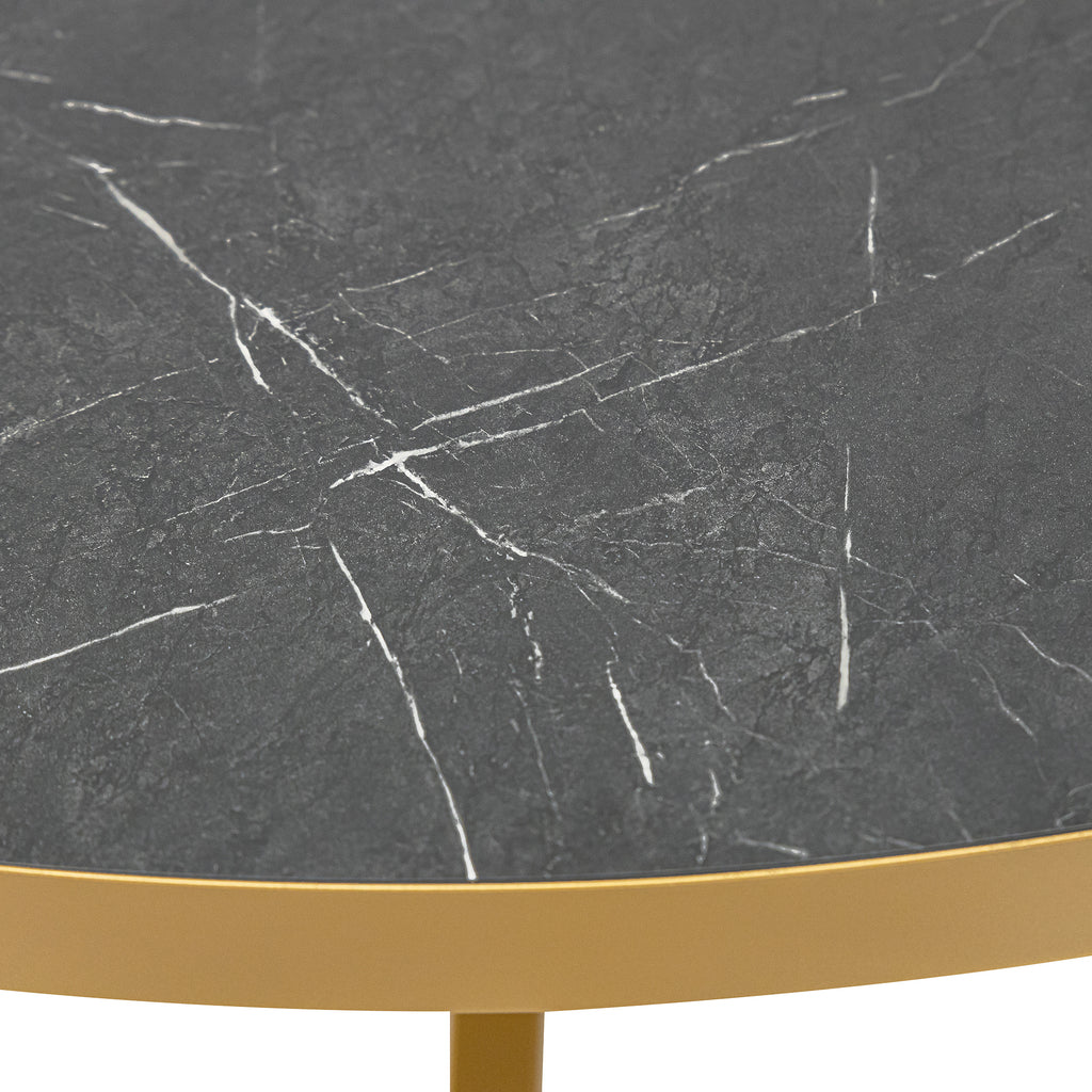 Ronde eettafel 'Daan' 135cm, kleur goud / zwart marmer