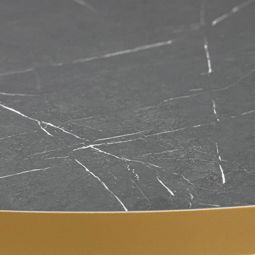 Ronde eettafel 'Daan' 135cm, kleur goud / zwart marmer