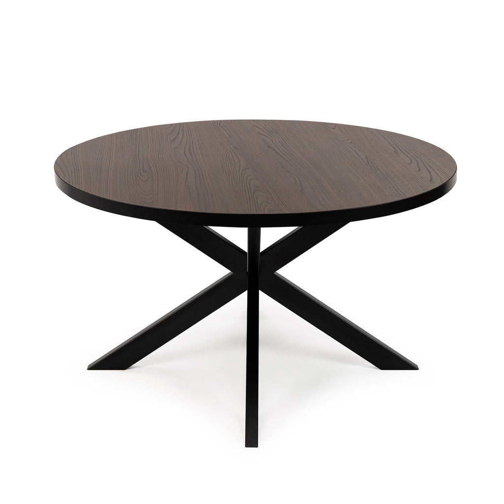 Ronde eettafel 'Daan' 135cm, kleur zwart / bruin hout
