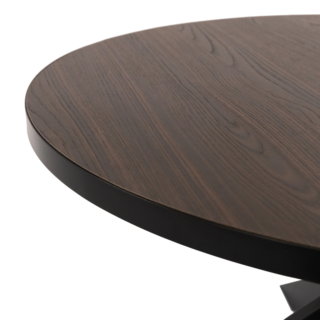 Ronde eettafel 'Daan' 135cm, kleur zwart / bruin hout