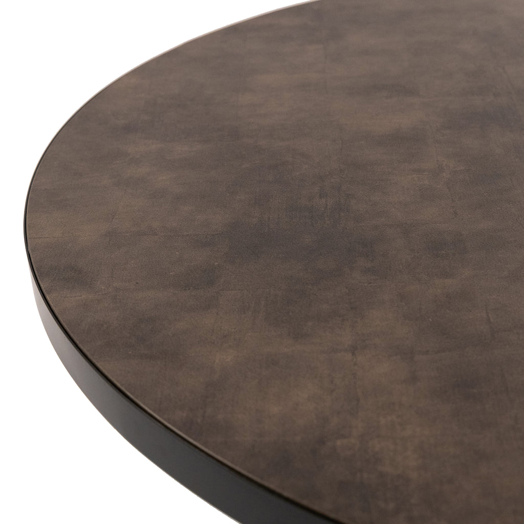 Ronde eettafel 'Daan' 135cm, kleur zwart / lederlook bruin