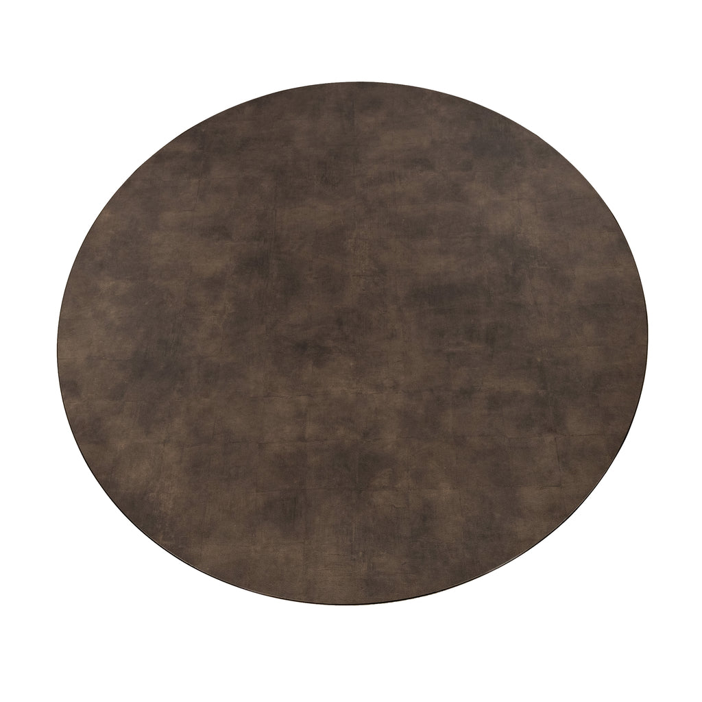 Ronde eettafel 'Daan' 135cm, kleur zwart / lederlook bruin