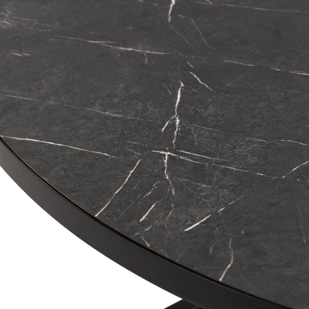 Ronde eettafel 'Daan' 135cm, kleur zwart / zwart marmer