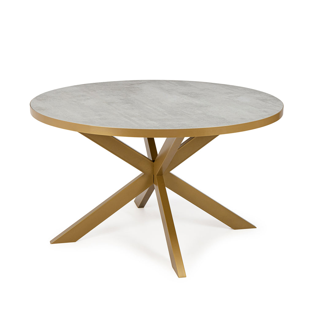 Ronde eettafel 'Daan' 148cm, kleur goud / beton