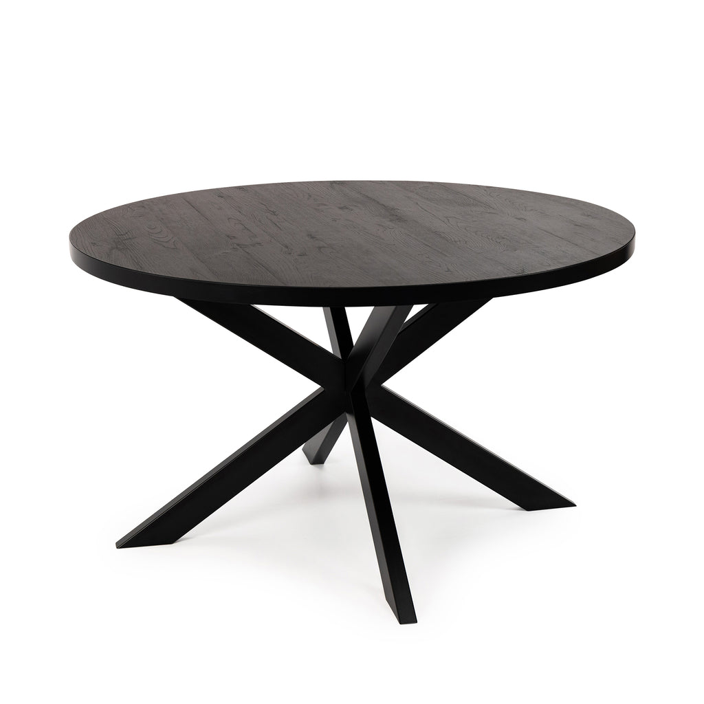 Ronde eettafel 'Daan' 148cm, kleur zwart / zwart eiken
