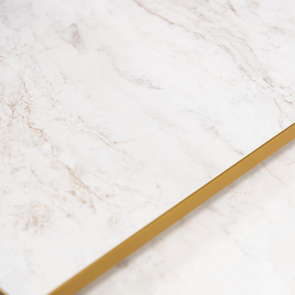 Salontafelset 'Lisa' 65 en 50cm, kleur goud / wit marmer