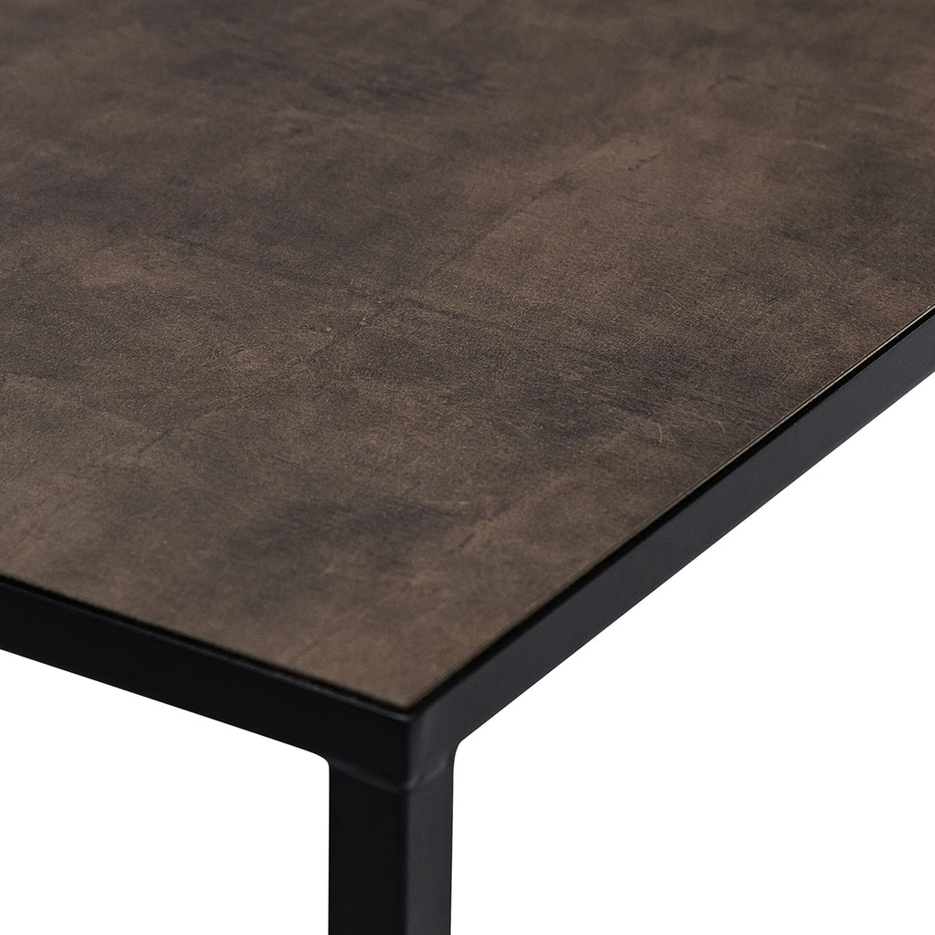 Salontafelset 'Lisa' 65 en 50cm, kleur zwart / lederlook bruin