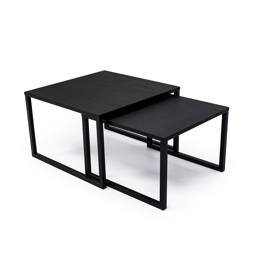 Salontafelset 'Lisa' 65 en 50cm, kleur zwart / zwart eiken