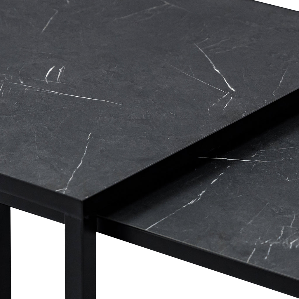 Salontafelset 'Lisa' 65 en 50cm, kleur zwart / zwart marmer