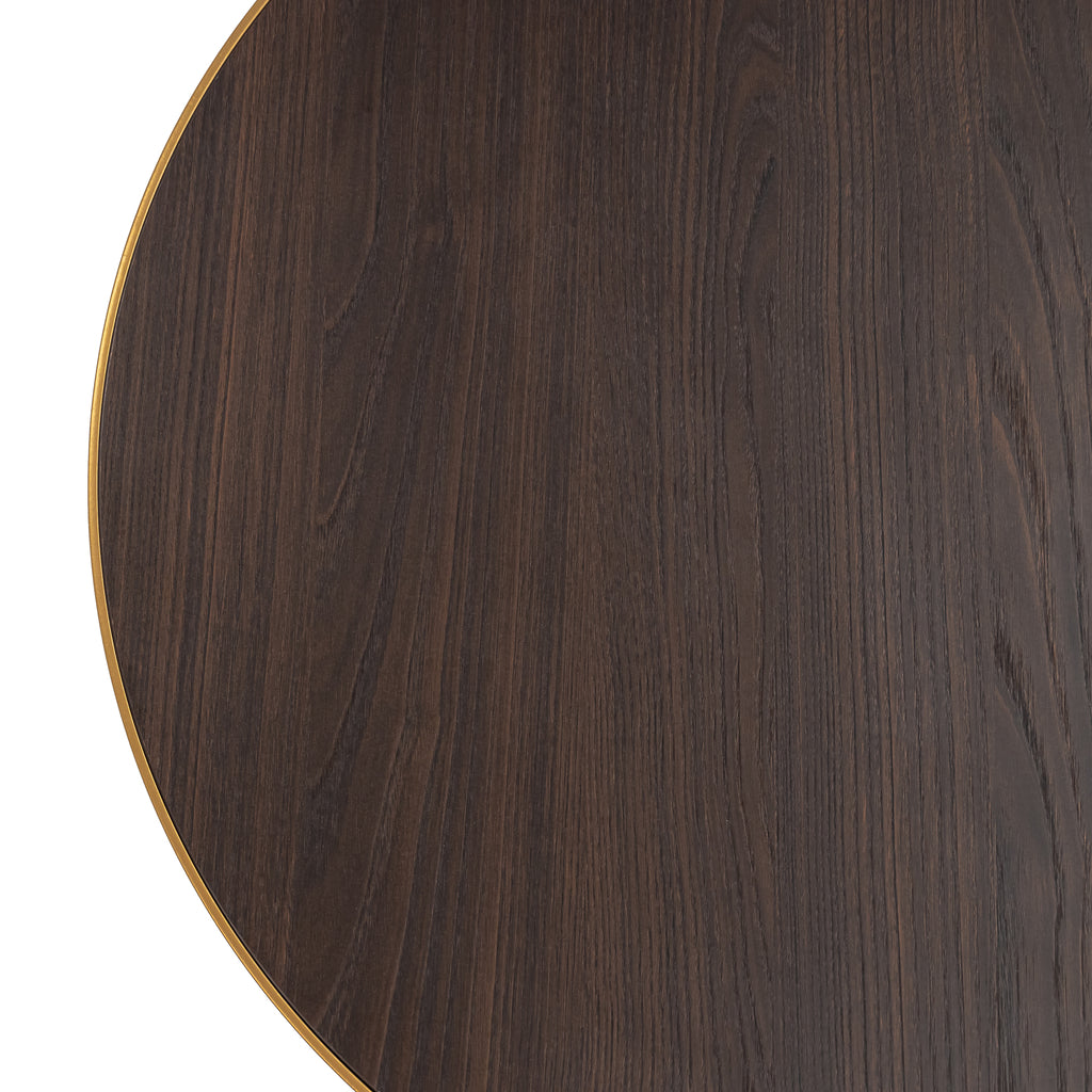 Salontafelset 'Saar' rond 80 en 60cm, kleur goud / bruin hout