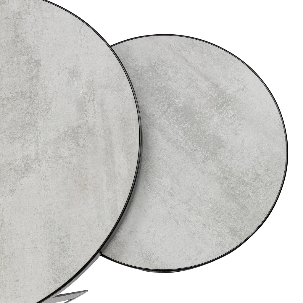 Salontafelset 'Saar' rond 80 en 60cm, kleur zwart / beton