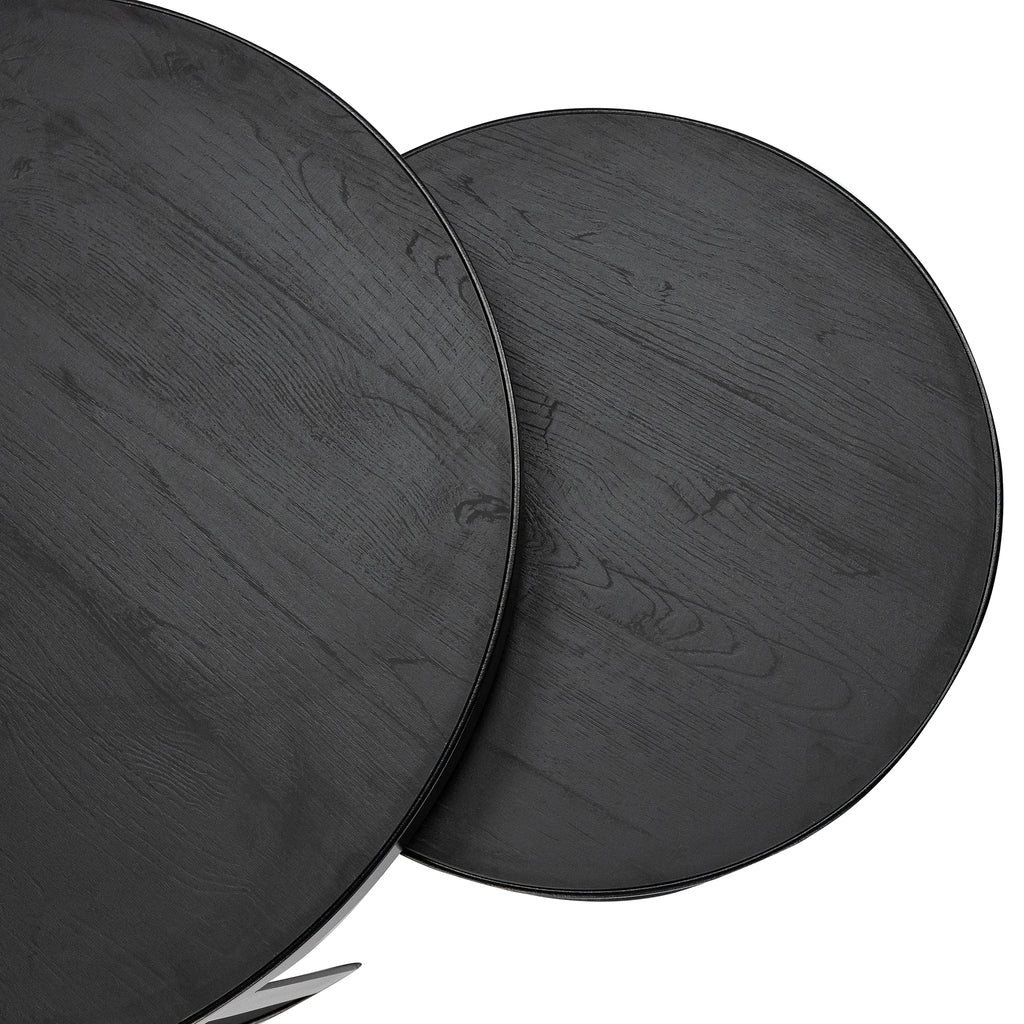 Salontafelset 'Saar' rond 80 en 60cm, kleur zwart / zwart eiken