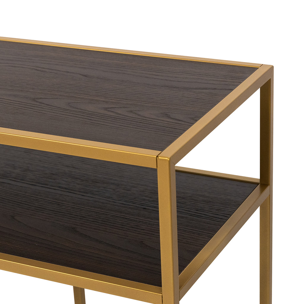Console Teun 150 cm, kleur goud / bruin hout