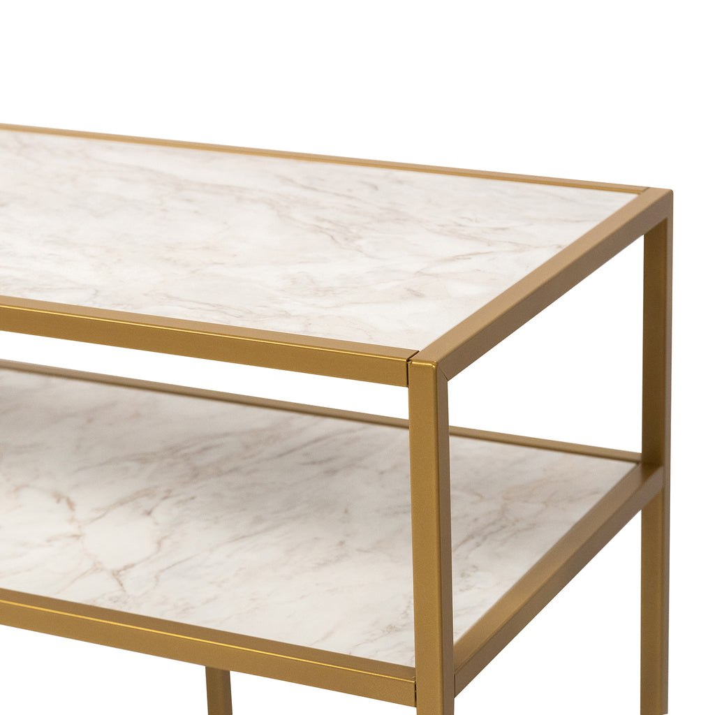 Console Teun 150 cm, kleur goud / wit marmer