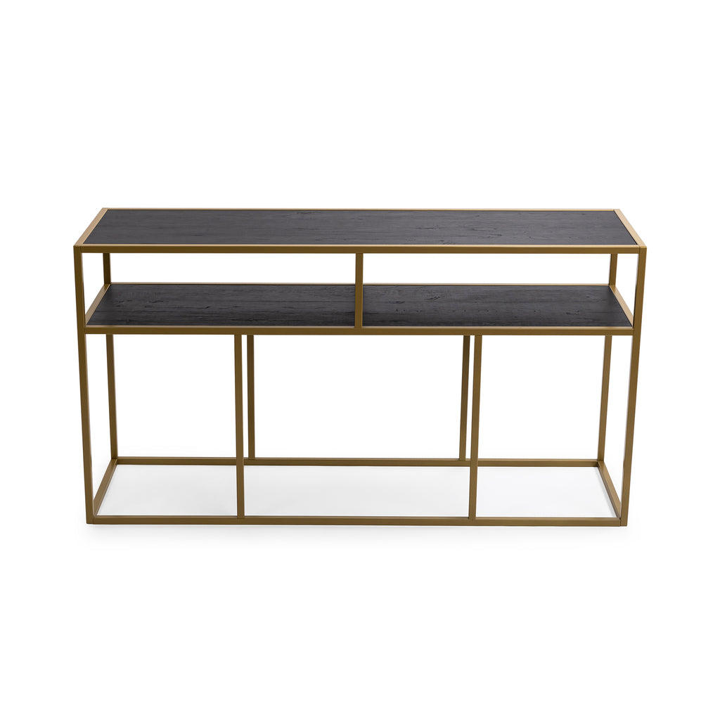 Console Teun 150 cm, kleur goud / zwart eiken