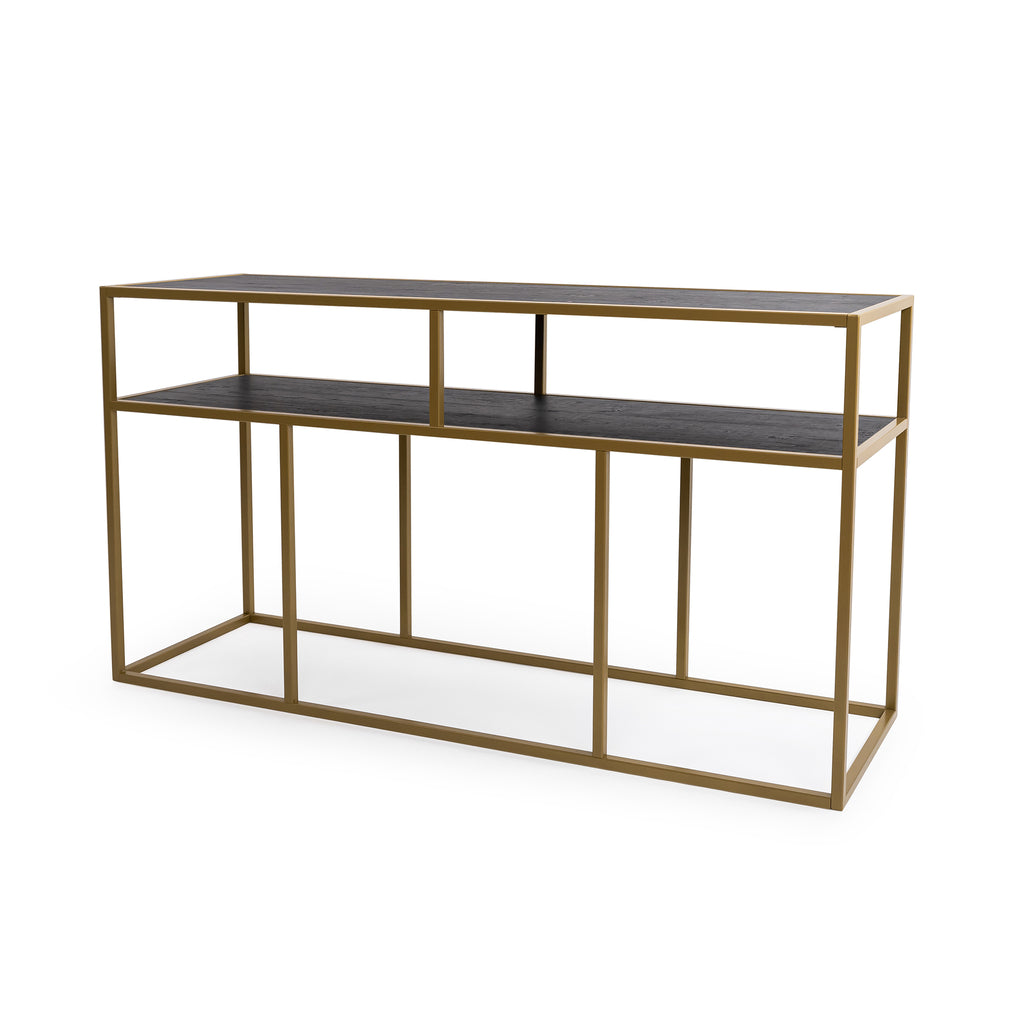 Console Teun 150 cm, kleur goud / zwart eiken