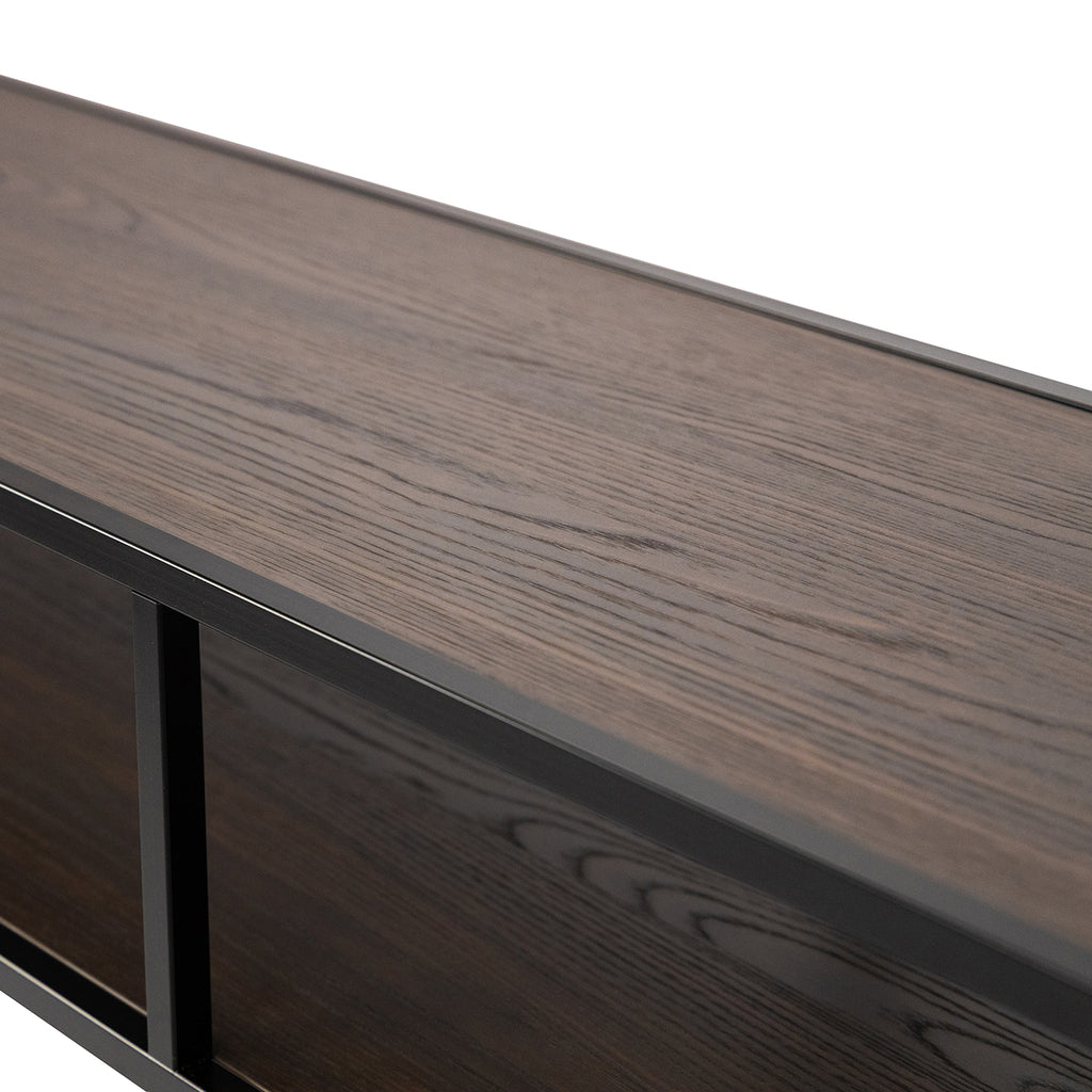 Console Teun 150 cm, kleur zwart / bruin hout