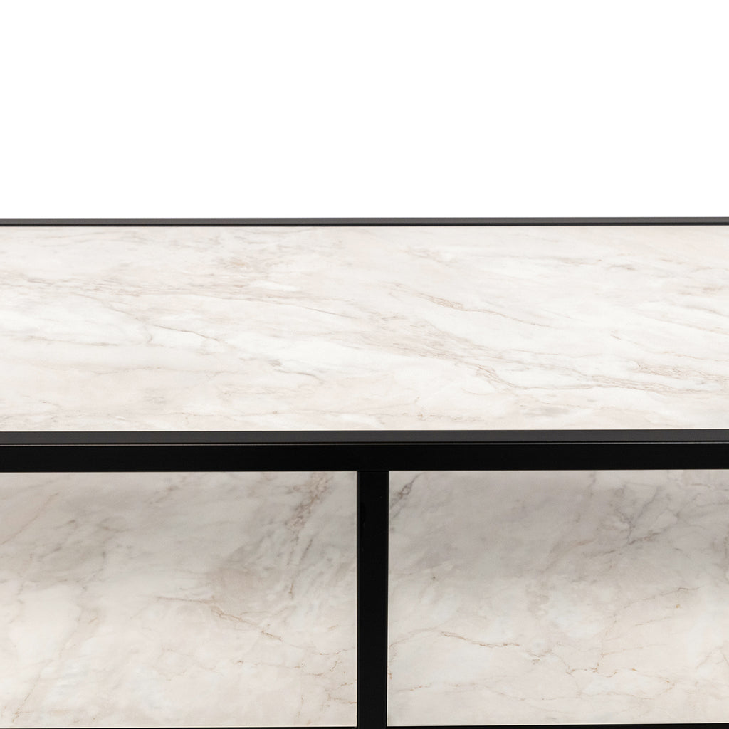 Console Teun 150 cm, kleur zwart / wit marmer